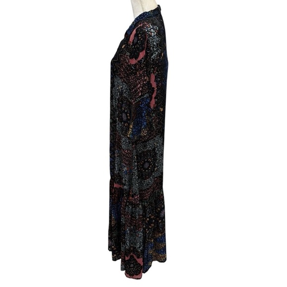 Johnny Was Nash Burnout Velvet Patchwork 3/4 Bell Sleeve Dress Small Multicolor - Picture 7 of 15